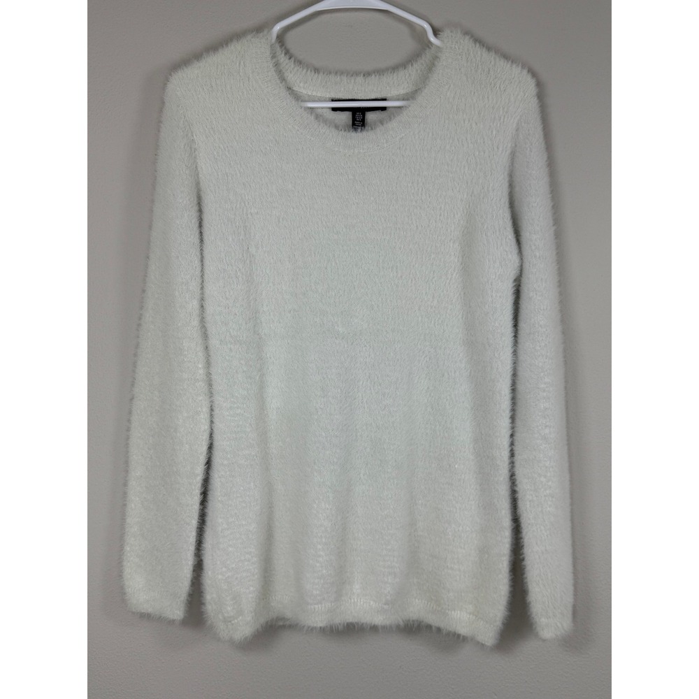 Eyelash Fuzzy Knit Sweater Women S White Cozy Angelcore Soft Girl Coquette Lux